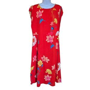 Red Floral Sleeveless A-Line Dress flowercore beachcore nautical summer fairy